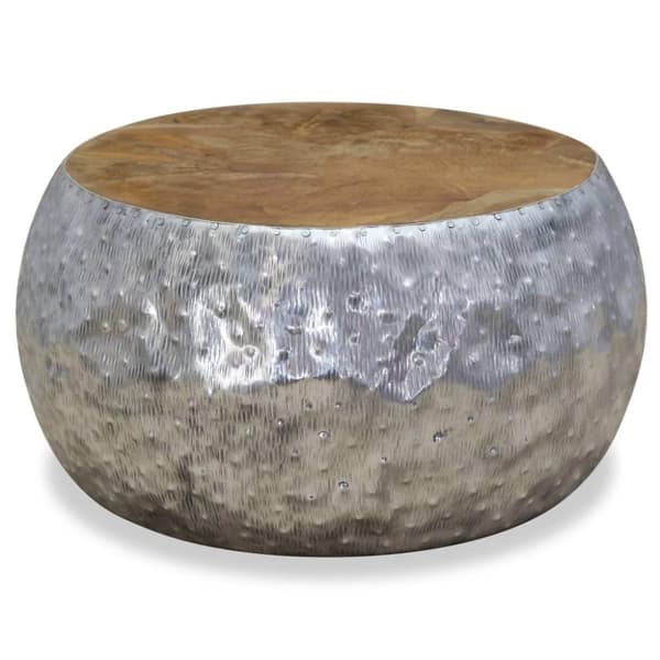 vidaXL sofabord aluminium teaktræ 60 x 60 x 30 cm