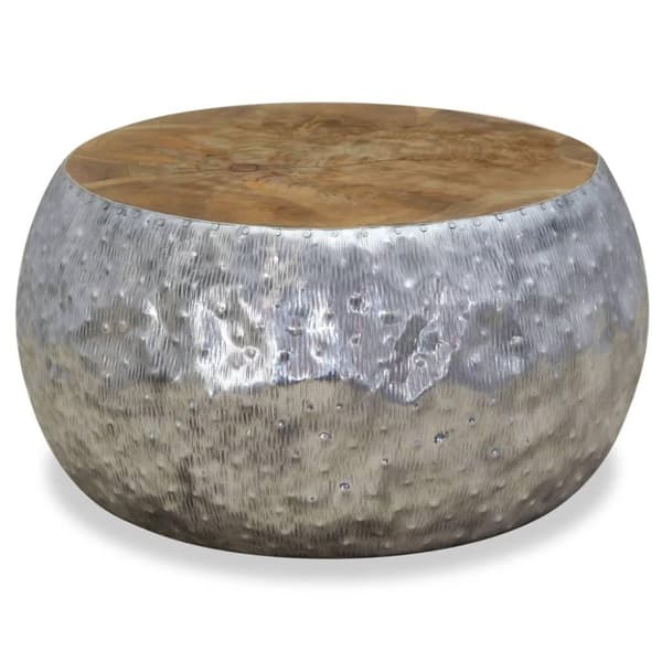 vidaXL sofabord aluminium teaktræ 60 x 60 x 30 cm