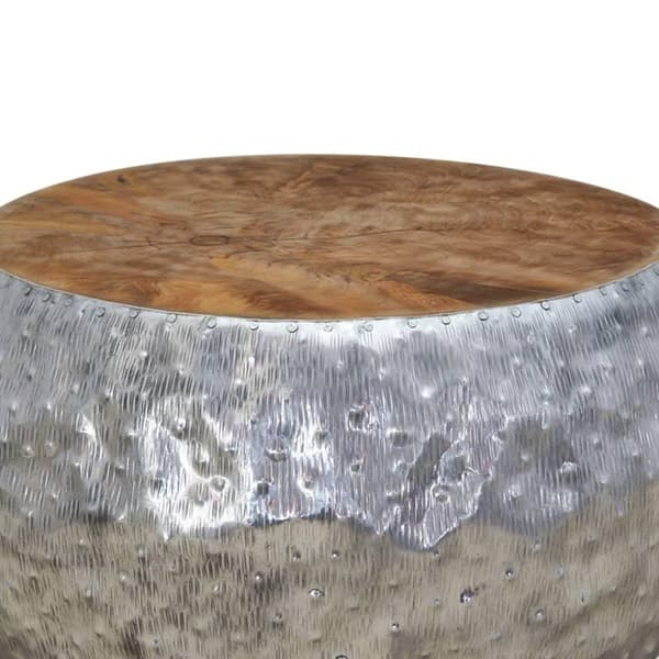 vidaXL sofabord aluminium teaktræ 60 x 60 x 30 cm