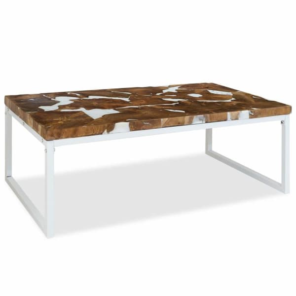 vidaXL sofabord i teaktræ og plastik 110 x 60 x 40 cm