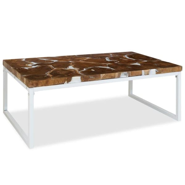 vidaXL sofabord i teaktræ og plastik 110 x 60 x 40 cm