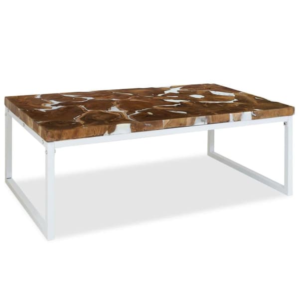 vidaXL sofabord i teaktræ og plastik 110 x 60 x 40 cm