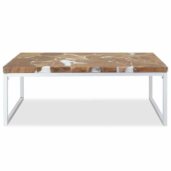 vidaXL sofabord i teaktræ og plastik 110 x 60 x 40 cm