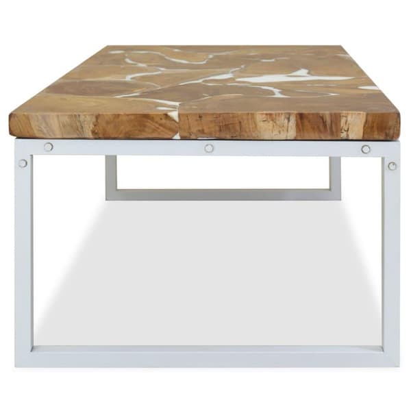vidaXL sofabord i teaktræ og plastik 110 x 60 x 40 cm