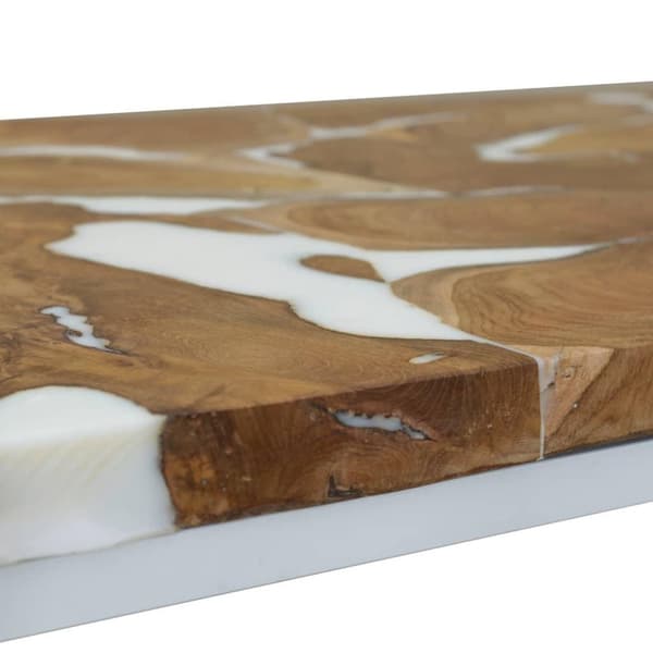 vidaXL sofabord i teaktræ og plastik 110 x 60 x 40 cm