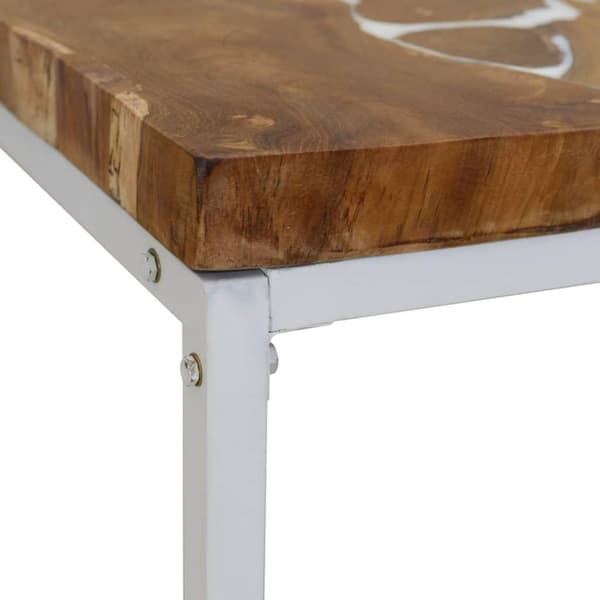 vidaXL sofabord i teaktræ og plastik 110 x 60 x 40 cm