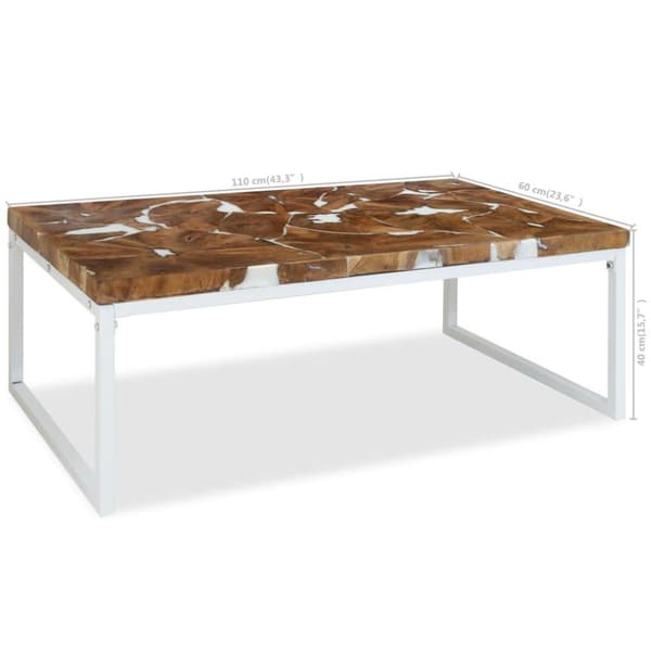 vidaXL sofabord i teaktræ og plastik 110 x 60 x 40 cm