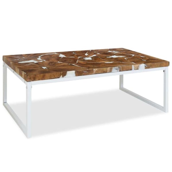 vidaXL sofabord i teaktræ og plastik 110 x 60 x 40 cm