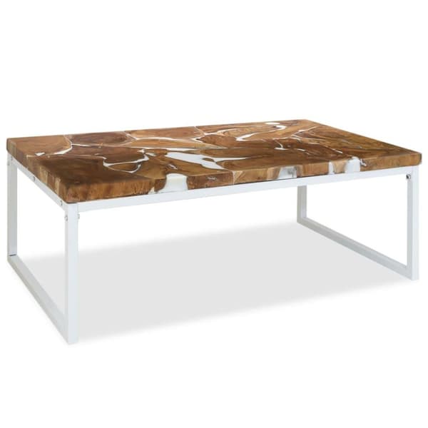 vidaXL sofabord i teaktræ og plastik 110 x 60 x 40 cm