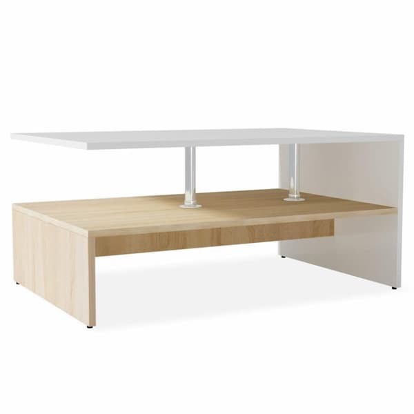 vidaXL sofabord 90x59x42 cm konstrueret træ egetræsfarvet og hvid
