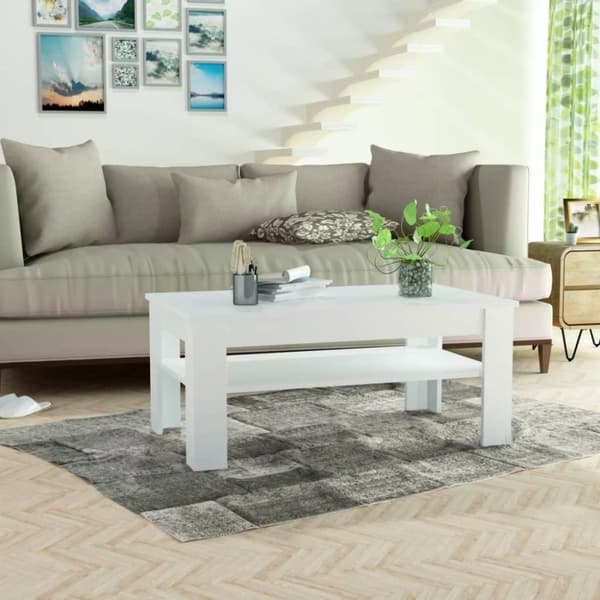 vidaXL Sohvapöytä valkoinen 110x65x48 cm tekninen puu
