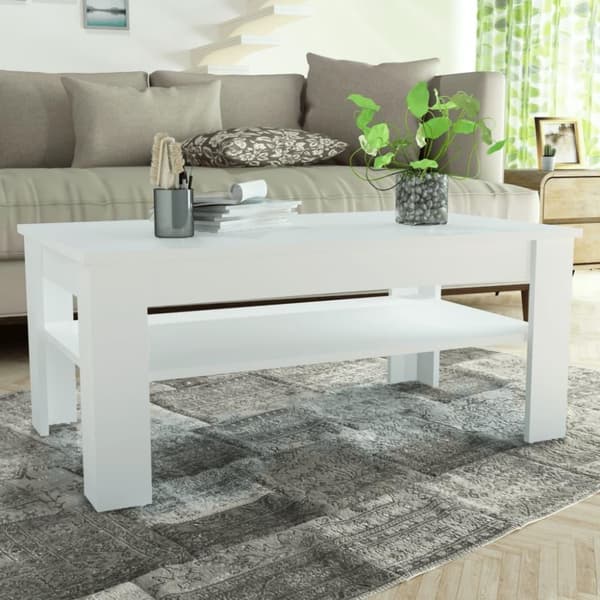 vidaXL Sohvapöytä valkoinen 110x65x48 cm tekninen puu