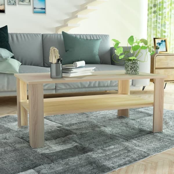 vidaXL Soffbord spånskiva 100x59x42 cm ek