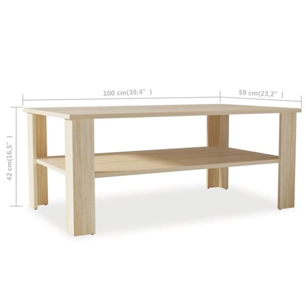 vidaXL sofabord 100x59x42 cm konstrueret træ egetræsfarvet