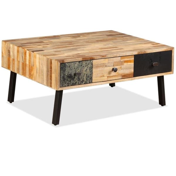 vidaXL sofabord massivt genbrugsteak 90 x 65 x 40 cm