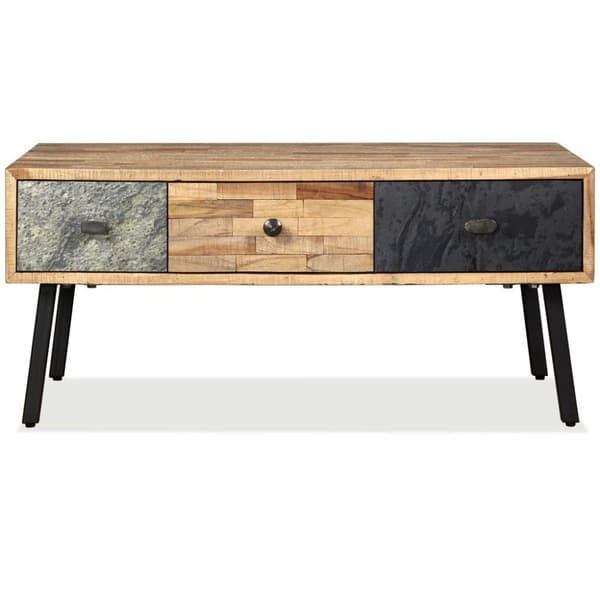 vidaXL sofabord massivt genbrugsteak 90 x 65 x 40 cm