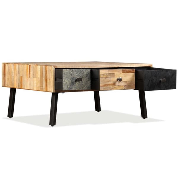 vidaXL sofabord massivt genbrugsteak 90 x 65 x 40 cm