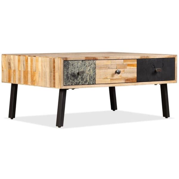 vidaXL sofabord massivt genbrugsteak 90 x 65 x 40 cm