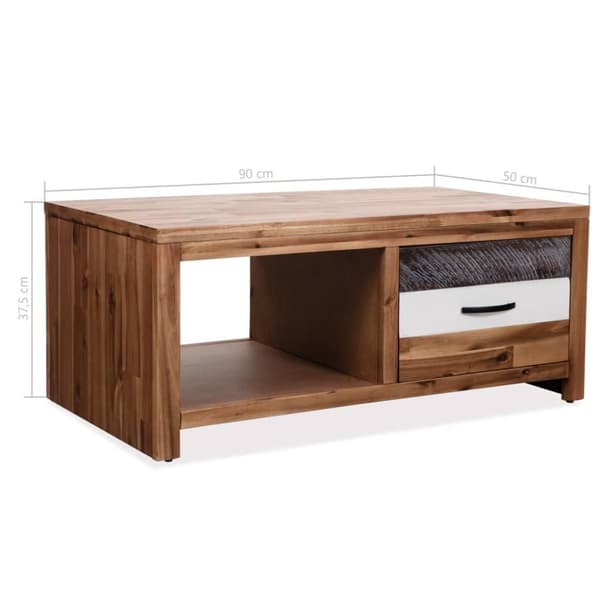 vidaXL sofabord massivt akacietræ 90 x 50 x 37,5 cm