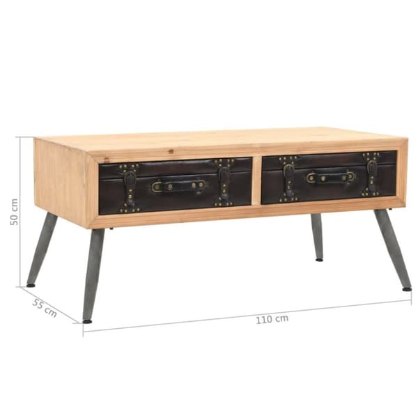 vidaXL sofabord massivt grantræ 115 x 55 x 50 cm