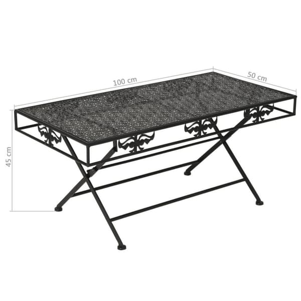 vidaXL foldbart sofabord i vintagestil metal 100 x 50 x 45 cm sort