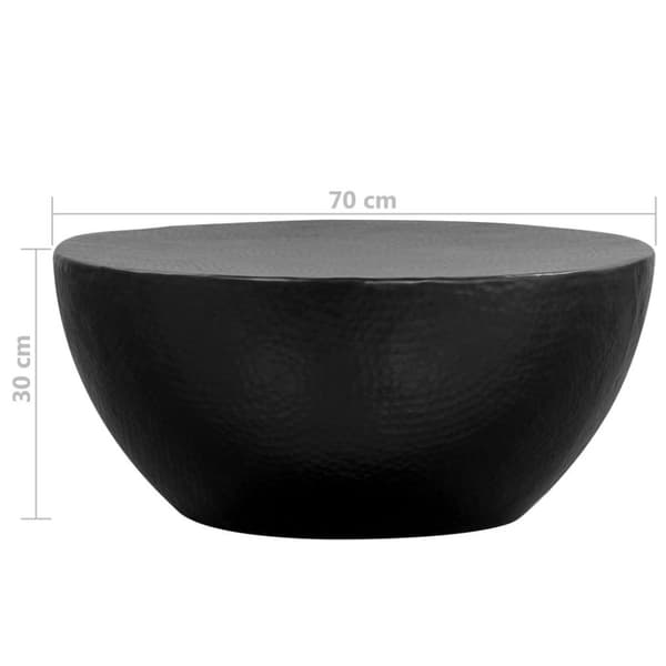 vidaXL Soffbord hamrad aluminium 70x30 cm svart