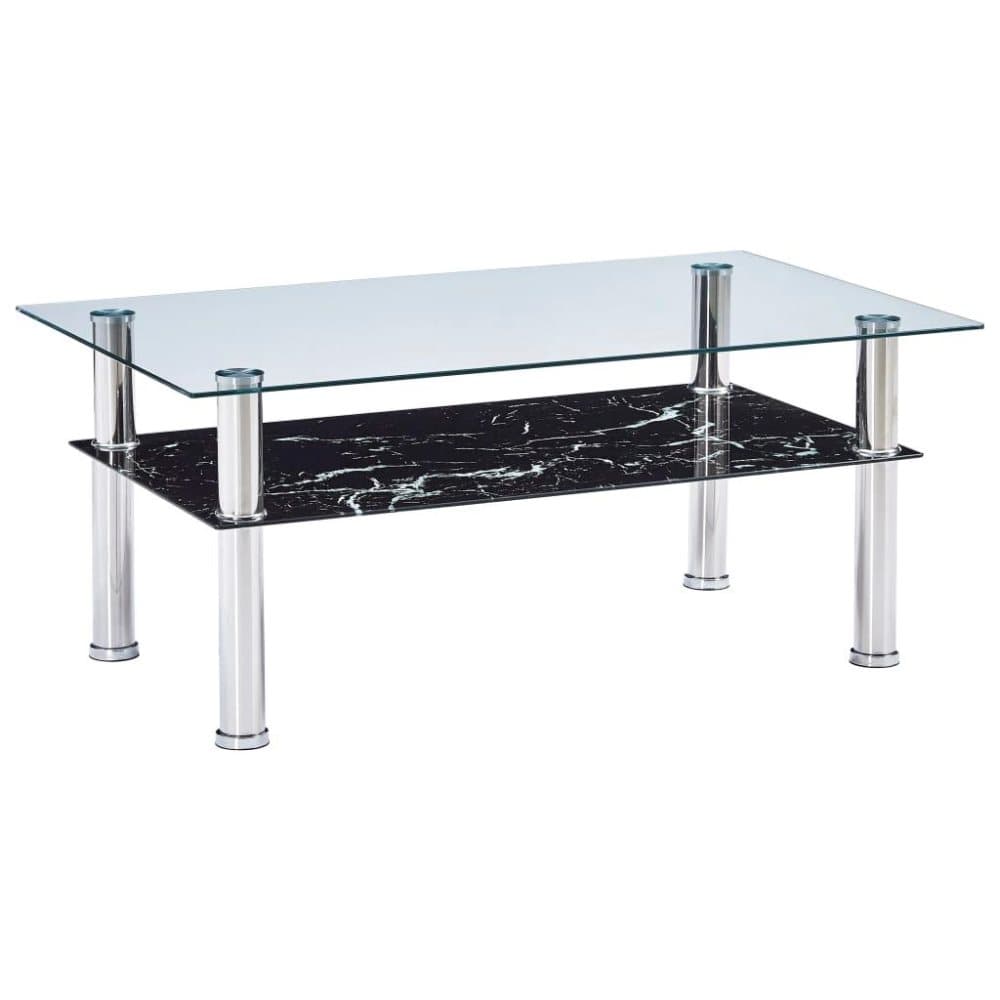 vidaXL Soffbord med marmorutseende svart 100x60x42 cm härdat glas