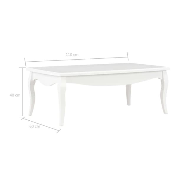 vidaXL sofabord 110x60x40 cm massivt fyrretræ hvid