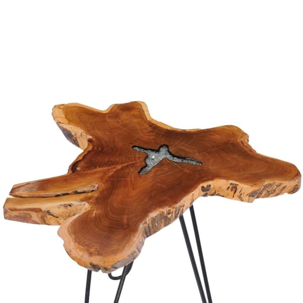 vidaXL sofabord 70 x 45 cm massiv teaktræ og polyresin