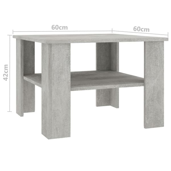 vidaXL Sofabord betonggrå 60x60x42 cm sponplate change2