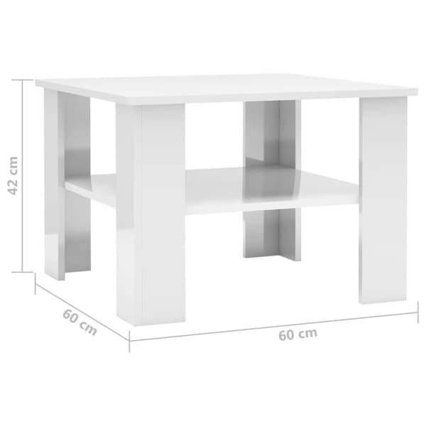 vidaXL sofabord 60 x 60 x 42 cm spånplade hvid højglans