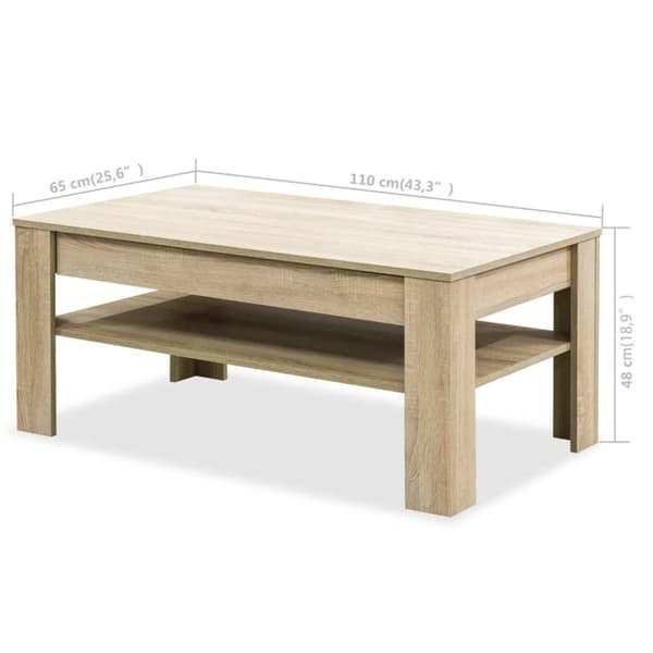 vidaXL sofabord spånplade 110 x 65 x 48 cm egetræ
