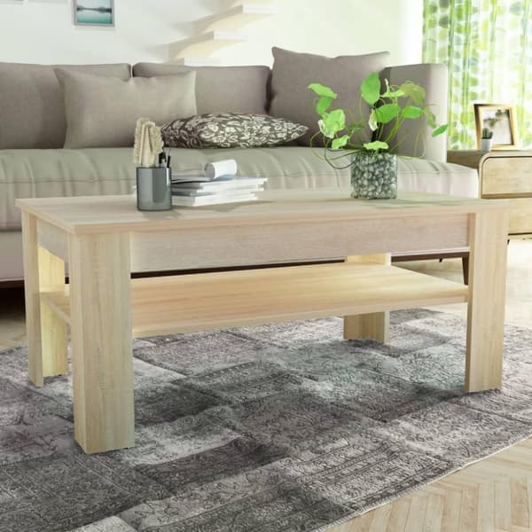 vidaXL sofabord spånplade 110 x 65 x 48 cm egetræ