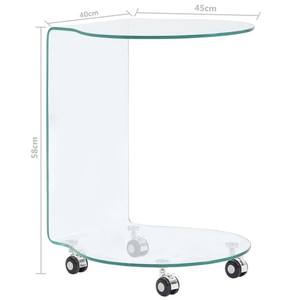 vidaXL sofabord 45 x 40 x 58 cm hærdet glas transparent