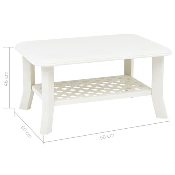 vidaXL sofabord 90 x 60 x 46 cm plastik hvid
