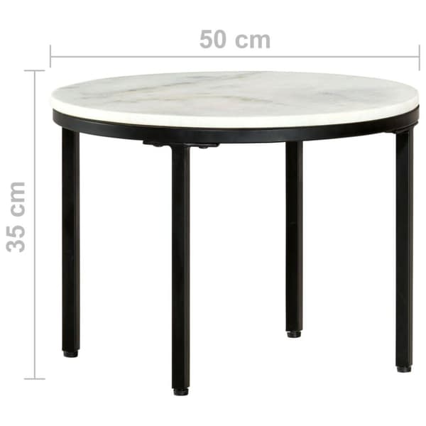 vidaXL sofabord Ø 50 cm ægte massivt marmor hvid og sort