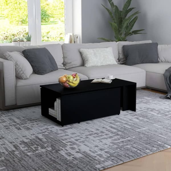 vidaXL Sofabord svart 150x50x35 cm sponplate change2