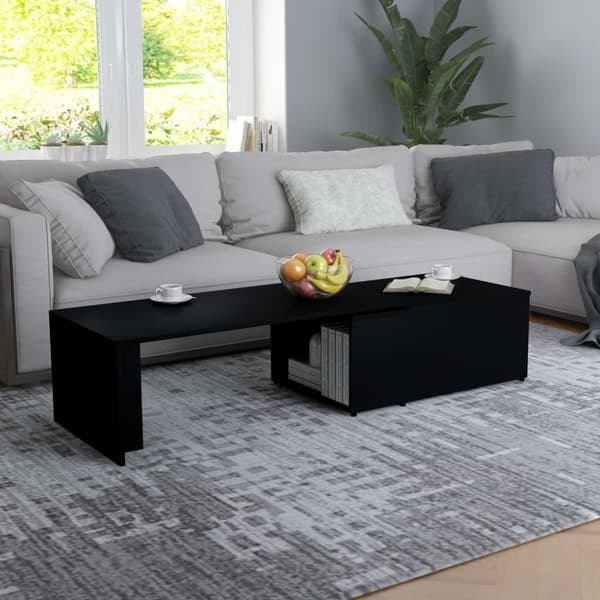 vidaXL sofabord 150x50x35 cm spånplade sort