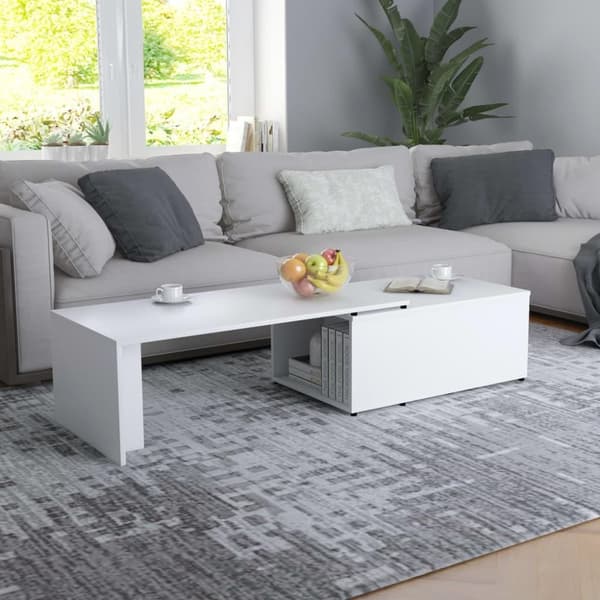 vidaXL Sohvapöytä valkoinen 150x50x35 cm lastulevy