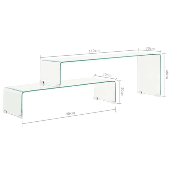vidaXL 2-osainen Sohvapöytäsarja 90x30x20/110x30x40 cm karkaistu lasi