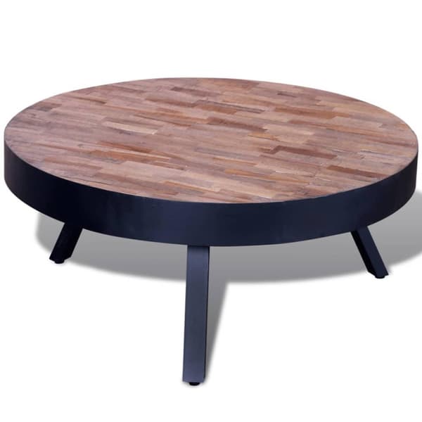vidaXL Sofabord rundt gjenvunnet teak change2