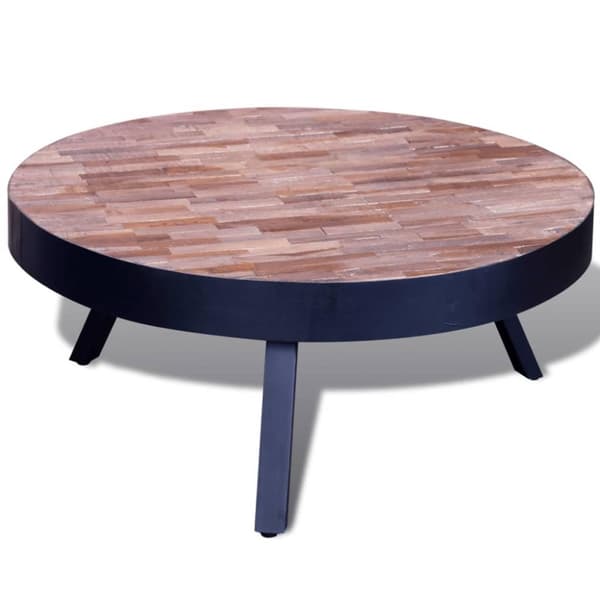 vidaXL Sofabord rundt gjenvunnet teak change2