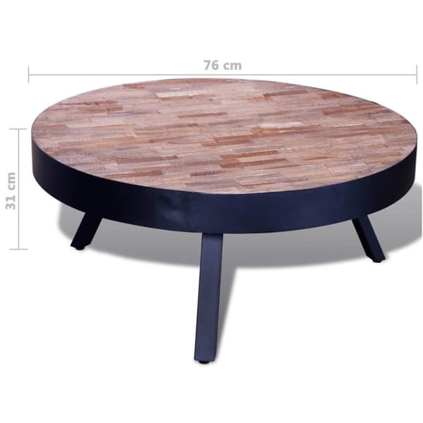 vidaXL Sofabord rundt gjenvunnet teak change2