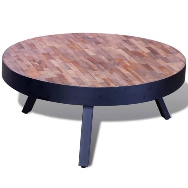 vidaXL Sofabord rundt gjenvunnet teak change2