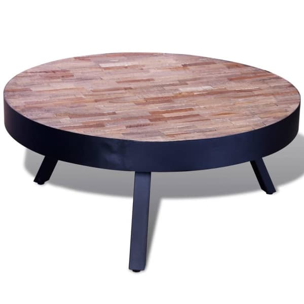 vidaXL Sofabord rundt gjenvunnet teak change2