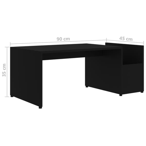 vidaXL sofabord 90x45x35 cm spånplade sort
