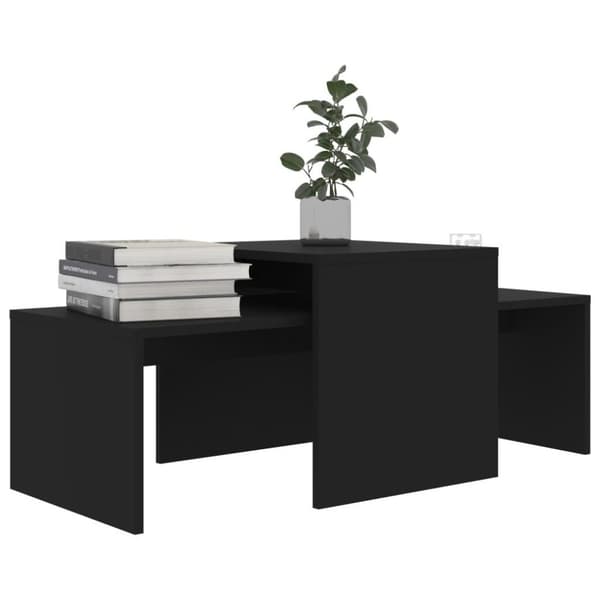 vidaXL Sofabordsett svart 100x48x40 cm sponplate change2