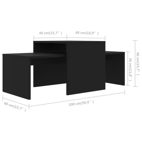 vidaXL Sofabordsett svart 100x48x40 cm sponplate change2