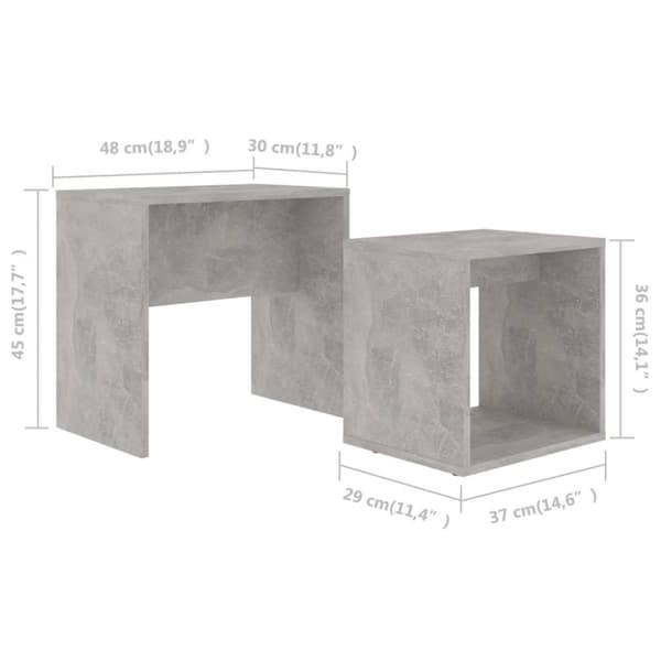 vidaXL Soffbord set betonggrå 48x30x45 cm spånskiva