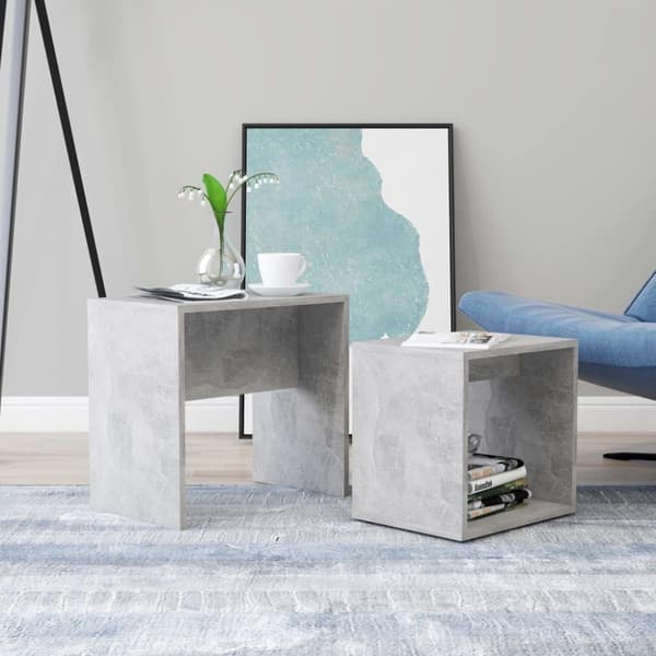 vidaXL Soffbord set betonggrå 48x30x45 cm spånskiva